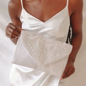 Beautiful White Beaded Clutch